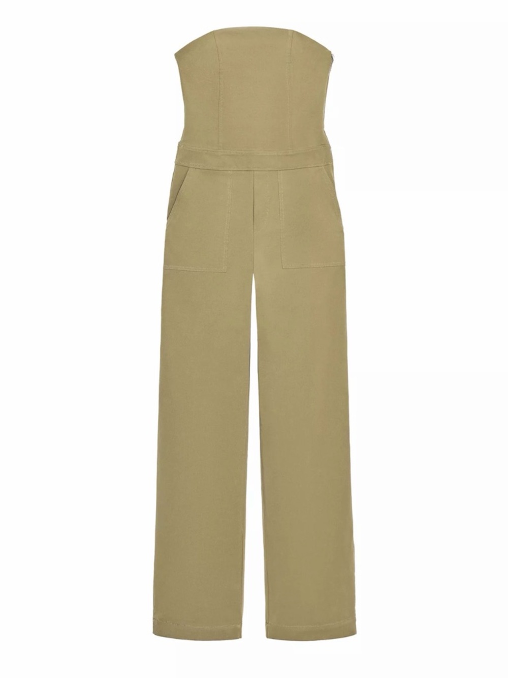 Zara Strapless Wide-Leg Jumpsuit in Olive